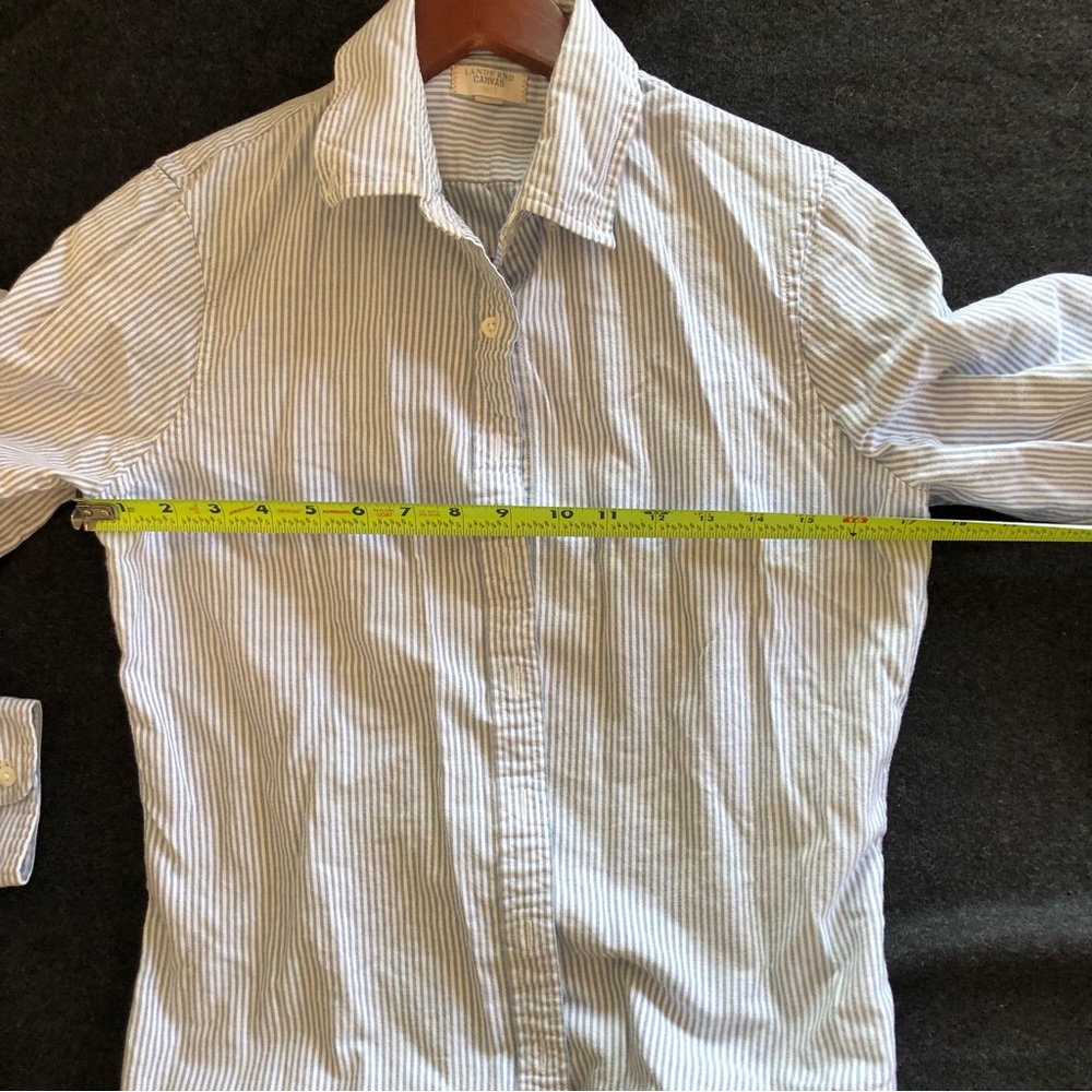 Lands end canvas blue stripped shirt